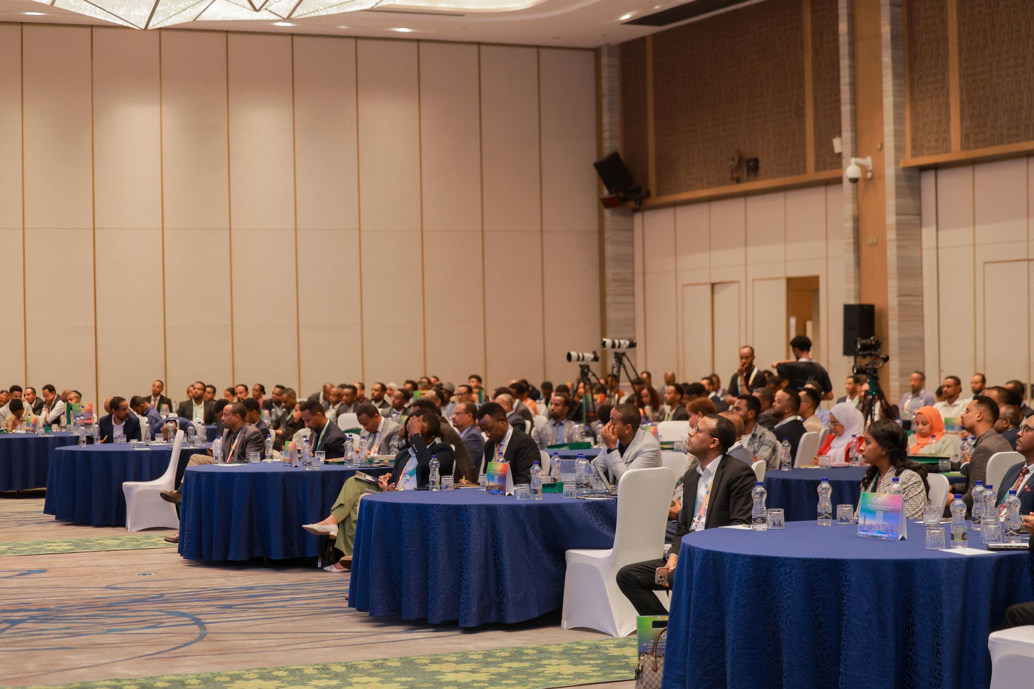 Professional networking at a financial conference